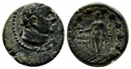 Lydia, Sardeis. Autonomous, c.2nd BC. (17mm, 5.66g). Bearded head of Herakles right / ΣAΡΔIANΩN [HΡAIOΣ], Apollo, naked, standing left, holding raven ...