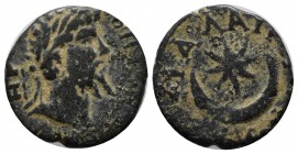 Mesopotamia, Carrhae. Septimius Severus. AD.193-211. AE (18mm, 3.67g). Laureate head right. / Star within crescent.