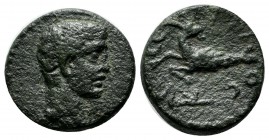 Mysia, Cyzicus. Augustus. 27 BC-AD 14. AE (15mm, 3.34g). Bare head right / Capricorn left, head right; monogram below. RPC I 2245; SNG France 623-5.
