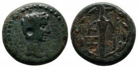 Mysia, Kyzikos. Augustus, 27 BC-14 AD. AE (16mm-3,97g). Bare male head right. / K-Y/Z-I, torch, all within laurel wreath. RPC I 2244; SNG France 621; ...