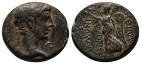 Phrygia, Akmoneia. Augustus (27 BC-14 AD). AE. (19mm, 5.85g) Menemachos, philalethes ΣΕΒΑΣΤΟΣ. Laureate head right; lituus to right. ΑΚΜΟΝΕΩΝ ΜΕΝΕΜΑΧΟ...