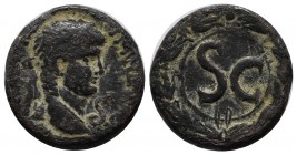 Syria, Seleucis and Pieria, Antioch. Nero (54-68 AD). AE (20mm, 6.87g). Laureate head right; snake before. / Large S C within circular border within l...