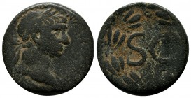 Syria, Seleucis and Pieria, Antioch. Trajan (98-117 AD.) AE (25mm, 13.78g). Laureate and draped bust right, seen from behind. / S • C all within laure...