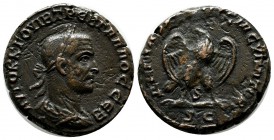 Syria, Seleucis and Pieria. Antioch. Trebonianus Gallus, AD 251-253. Billion Tetradrachm (25mm, 12.28g). AYTOK K Γ OYIB TPEB ΓAΛΛOC CEB. Laureate, dra...