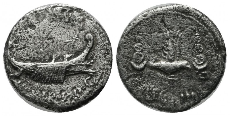 Marcus Antonius, Denarius, Mint moving with Antonius, 32-31 BC; AR (17mm, 2.95g)...