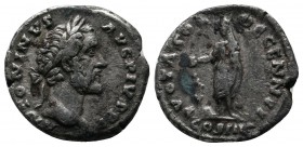 Antoninus Pius, 138-161 AD. AR Denarius (16mm-2,84g). ANTONINVS AVG PIVS P P. Head of Antoninus Pius, laureate, right. / VOTA SOL DECENN II COS IIII. ...