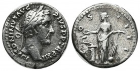 Antoninus Pius. Augustus, AD 138–161. AR Denarius (18mm, 3.24g). Rome. AD 147-148. ANTONINVS AVG PI – VS P P TR P XI Laureate head right. / COS – IIII...