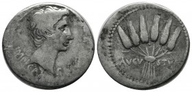 Augustus. 27 BC-AD 14. AR Cistophoric Tetradrachm (26mm, 11.17g). Ephesus mint. Struck 25-20 BC. Bare head right. / Six grain ears tied in a bundle. R...