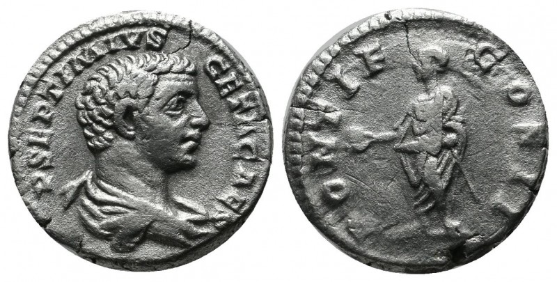 Geta as Caesar (AD 198-209). AR Denarius (17mm, 3.04g). AD 208-209. P SEPTIMIVS ...