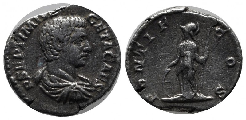 Geta as Caesar, AD 197-209. Denarius AR (17mm, 3.31g). Rome. P SEPTIMIVS GETA CA...