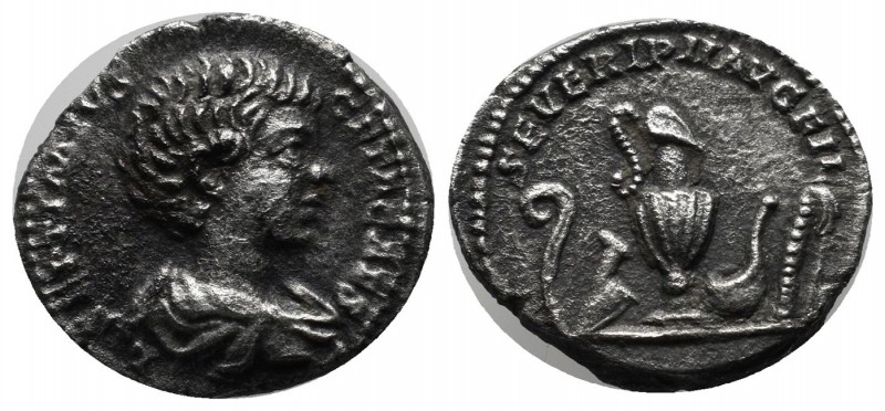 Geta, as Caesar. AD 197-209. AR Denari (16mm, 3.15g). Rome. L SEPTIMIVS GETA CAE...