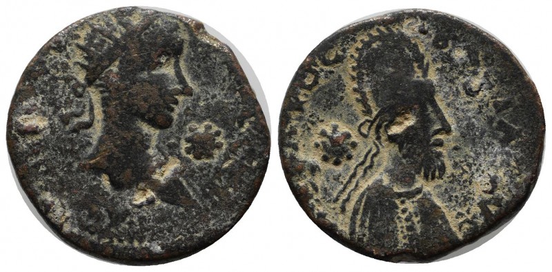 Gordian III and Abgar X (238-244 AD.) Mesopotamia, Edessa. AE (23mm, 8.60g). Rad...
