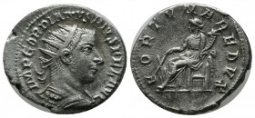 Gordian III. AR Antoninianus (22mm, 3.88g). Antioch, AD 242-243. IMP GORDIANVS PIVS FEL AVG. Radiate and draped bust right. / FORTVNA REDVX, Fortuna s...