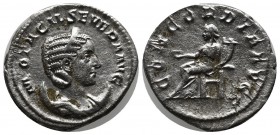 Otacilia Severa AD 244-249. AR Denarius (21mm, 3.90g). Rome. M OTACIL SEVERA AVG, draped bust right, wearing stephane, set on crescent / CONCORDIA AVG...