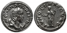 Otacilia Severa, AD 244-249. AR Antoninianus (22mm, 4.00g). Rome. M OTACIL SEVERA AVG, diademed and draped bust right, on crescent / IVNO CONSERVAT, J...