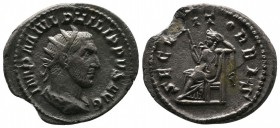 Philip I Arabs. 244-249 AD. AR Antoninianus (22mm-3,11g). Rome mint. Struck 244-247 AD. IMP M IVL PHILIPPVS AVG. Radiate, draped and cuirassed bust ri...