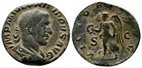 Philip I, 244-249. Sestertius (28mm, 18.13g). Rome, 244. IMP M IVL PHILIPPVS AVG Laureate, draped and cuirassed bust of Philip to right. Rev. VICTORIA...