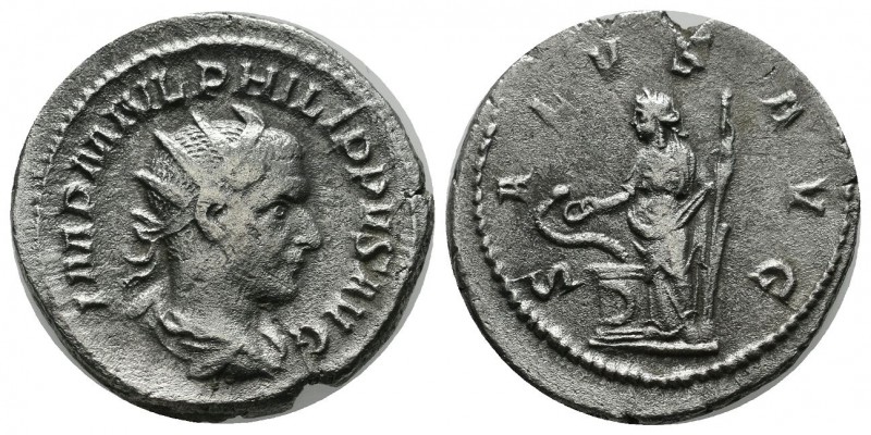 Philip I. AD 244-249. AR Antoninianus (22mm, 4.39g). Rome, AD 244. Radiate, drap...