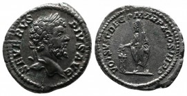 Septimius Severus, 202 AD. AR Denarius (18mm-3,31g). SEVERVS PIVS AVG. Head of Septimius Severus, laureate, right. / VOT SVSC DEC P M TR P X COS III P...