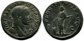 Severus Alexander. AD 222-235. AE Sestertius (30mm, 20.12g). Rome. IMP ALEXANDER PIVS AVG, laureate bust right, drapery on left shoulder. / PROVIDENTI...