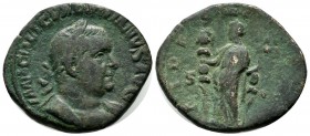 Valerian I. 253-260 AD. AE Sestertius (31mm, 18.38g). Rome. 1st emission, AD 253-254. Laureate and cuirassed bust right. / Fides standing left, holdin...
