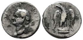 Vespasian. (AD 69-79). AR Denarius.(17mm, 3.06g) Rome. IMP CAESAR VESPASIANVS AVG, Laureate head left / COS - VII, Eagle standing right on garlanded a...