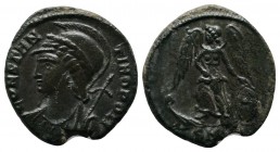 Constantine I (306-337), Nummus, Cyzicus, 331-334 AD. AE (17mm-2,37g) CONSTAN - TINOPOLI. Helmeted bust of Constantinopolis left, wearing mantle and h...