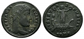 Constantine I. AD 307/310-337. AE Follis (19mm, 3.00g). Constantinople, 2nd officina. Struck AD 327. Laureate head right / Victory standing left on ga...