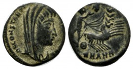 Constantine I. Died 337 AD. AE Follis (14mm, 1.74g). Antioch mint. DV CONSTANTINVS PT AVGG. Veiled head of Constantine right. / SMANA. Constantine, ve...