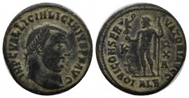 Licinius I. AD 308-324. AE (21mm, 3.26g). Alexandria, AD 315/6. IMP C VAL LICIN LICINIVS P F AVG, laureate head of Licinius I right / IOVI CONSER-VATO...