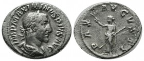 Maximinus I, AD 235-238. AR Denarius (21mm, 2.01g). Rome, circa March AD 235 - January AD 236. Laureate, cuirassed and draped bust right. / Pax standi...