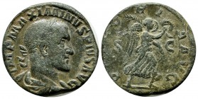 Maximinus I. AE Sestertius (27mm, 18.52g). Rome. March AD 235-January 236. IMP MAXIMINVS PIVS AVG. Laureate, draped and cuirassed bust right. / VICTOR...