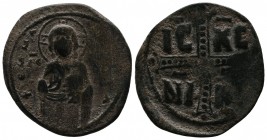 Anonymous (attributed to Michael IV). Circa. 1034-1041. AE "Class C" anonymous follis (27mm-7.59g). Constantinople mint. ЄmmANOVHA, IC-XC, three-quart...