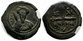 Crusaders. Antioch. Tancred (Regent, 1101-1103 & 1104-1112). AE (22mm, 3.43g). Facing bust, wearing turban and holding sword. / IC - XC / NI - KA. Cro...