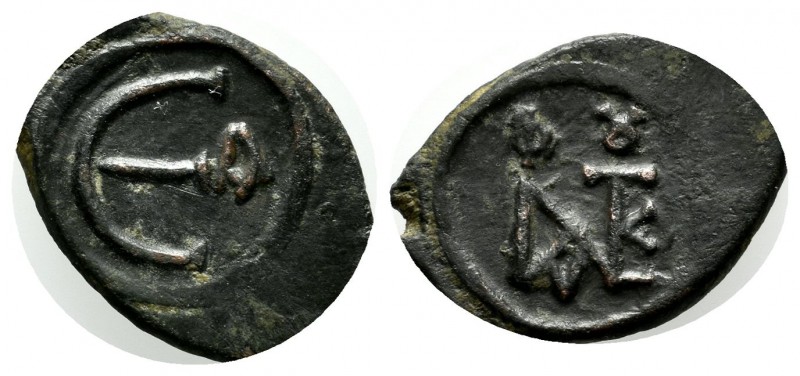 Justin II. AD 565-578. AE Pentanummium (19mm, 1.99g). Thessalonica mint, 1st off...