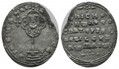 Nicephorus II Phocas. 963-969 AD. AR Miliaresion (22mm, 1.41g). Constantinople mint. + IhSuS XRISTuS nICA *, Cross crosslet on globus above two steps;...