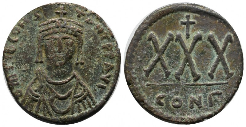 Tiberius II Constantine. AD 578-582. AE 30 Nummi (31mm, 12.15g). Constantinople ...