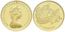 CANADA. 100 Dollars. (Au. 16,92g /27mm). 1981. National Anthem. (Km# 131). PROOF.