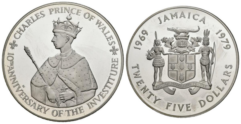 JAMAICA. 25 Dollars (Ar. 136,34g/63mm). 1979. X Aniversario de la Investidura de...
