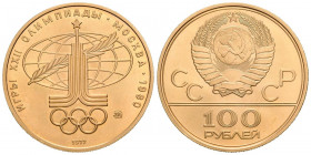 RUSIA (URSS). 100 Rublos. (Au. 17,27g/30mm). 1977. (Km#A163). PROOF.