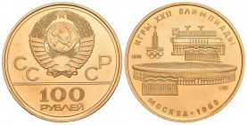RUSIA (URSS). 100 Rublos. (Au. 17,18g/30mm). 1978. (Km#Y151). PROOF.