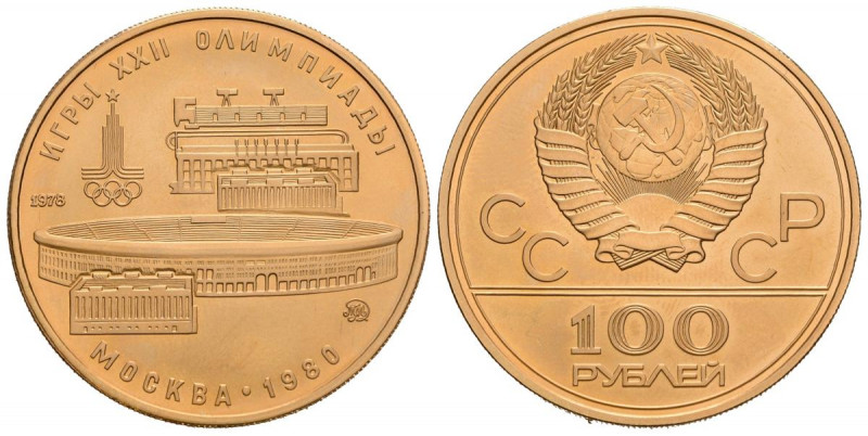 RUSIA (URSS). 100 Rublos. (Au. 17,34g/30mm). 1978. (Km#Y151). PROOF.