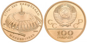 RUSIA (URSS). 100 Rublos. (Au. 17,17g/30mm). 1979. (Km#174). PROOF.