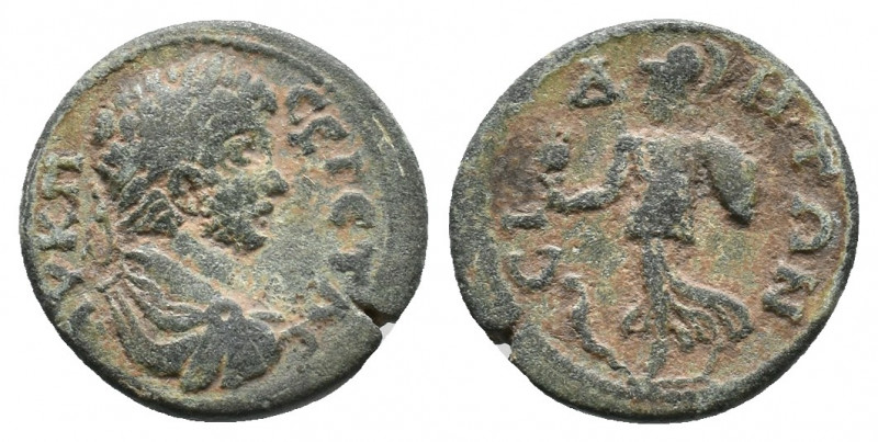 PAMPHYLIA. Side. Geta (Caesar, 198-209). Ae. Obv: AV K Π CE ΓETAC. Laureate, dra...