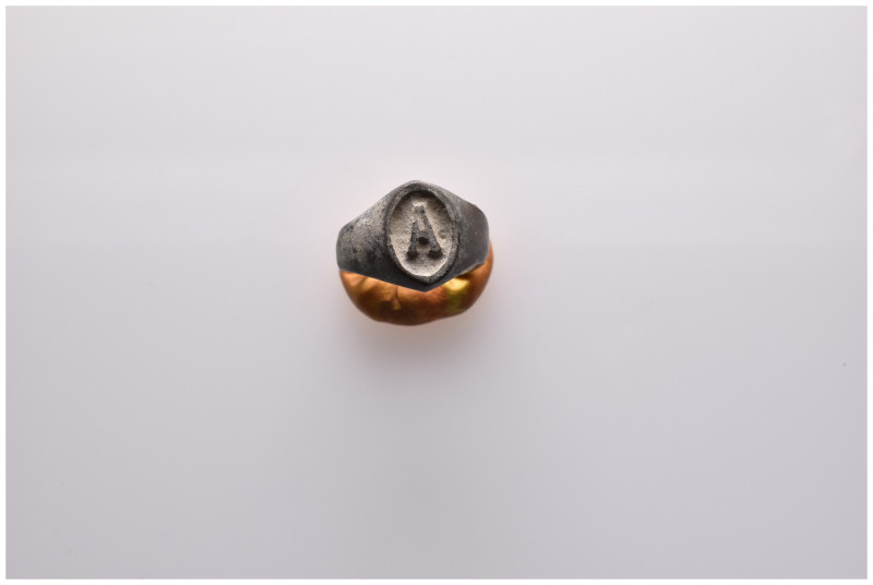 Bronze seal ring with letter A