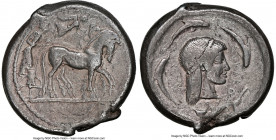 SICILY. Syracuse. Deinomenid Tyranny, Gelon I (ca. 480-475 BC). AR tetradrachm (26mm, 16.85 gm, 2h). NGC Choice Fine 5/5 - 4/5. Charioteer driving wal...