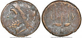 SICILY. Syracuse. Hieron II (ca. 275-215 BC). AE litra (20mm, 12h). NGC Choice VF. Head of Poseidon left, wearing taenia / ΙΕΡΩ-ΝΟΣ / Θ-Φ, trident hea...