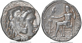 MACEDONIAN KINGDOM. Alexander III the Great (336-323 BC). AR tetradrachm (26mm, 17.09 gm, 2h). NGC Choice Fine 4/5 - 4/5. Aradus, ca. 311-ca. 300 B.C....