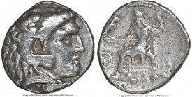 MACEDONIAN KINGDOM. Demetrius I Poliorcetes (306-283 BC). AR tetradrachm (24mm, 2.15gm 9h). NGC Fine 4/5 - 4/5. Posthumous issue of uncertain mint in ...