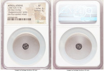 ATTICA. Athens. Ca. 545-520/10 BC. AR obol (8mm, 0.49 gm). NGC XF 4/5 - 3/5. "Wappenmunzen" series. Wheel with four branched spokes / Quadripartite in...